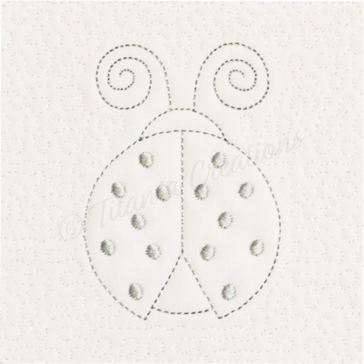 Trapunto Ladybird Quilt Block  4x4