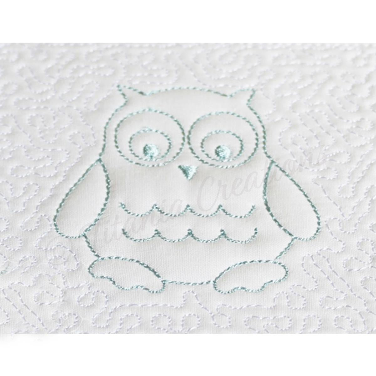 Trapunto Owl Quilt Block 6x6