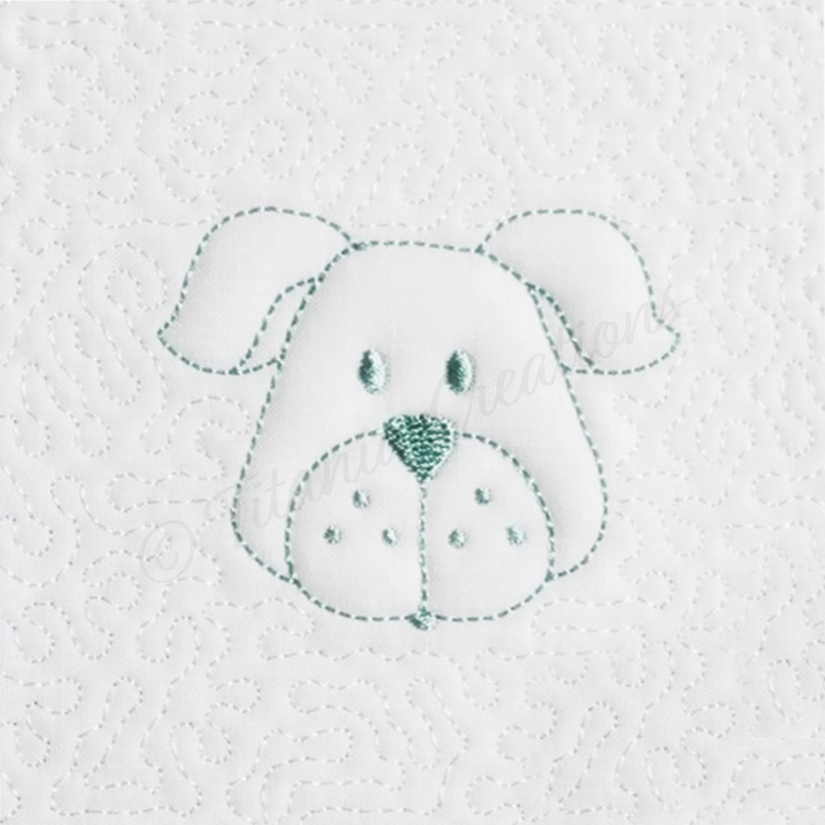 Trapunto Puppy Quilt Block 6x6