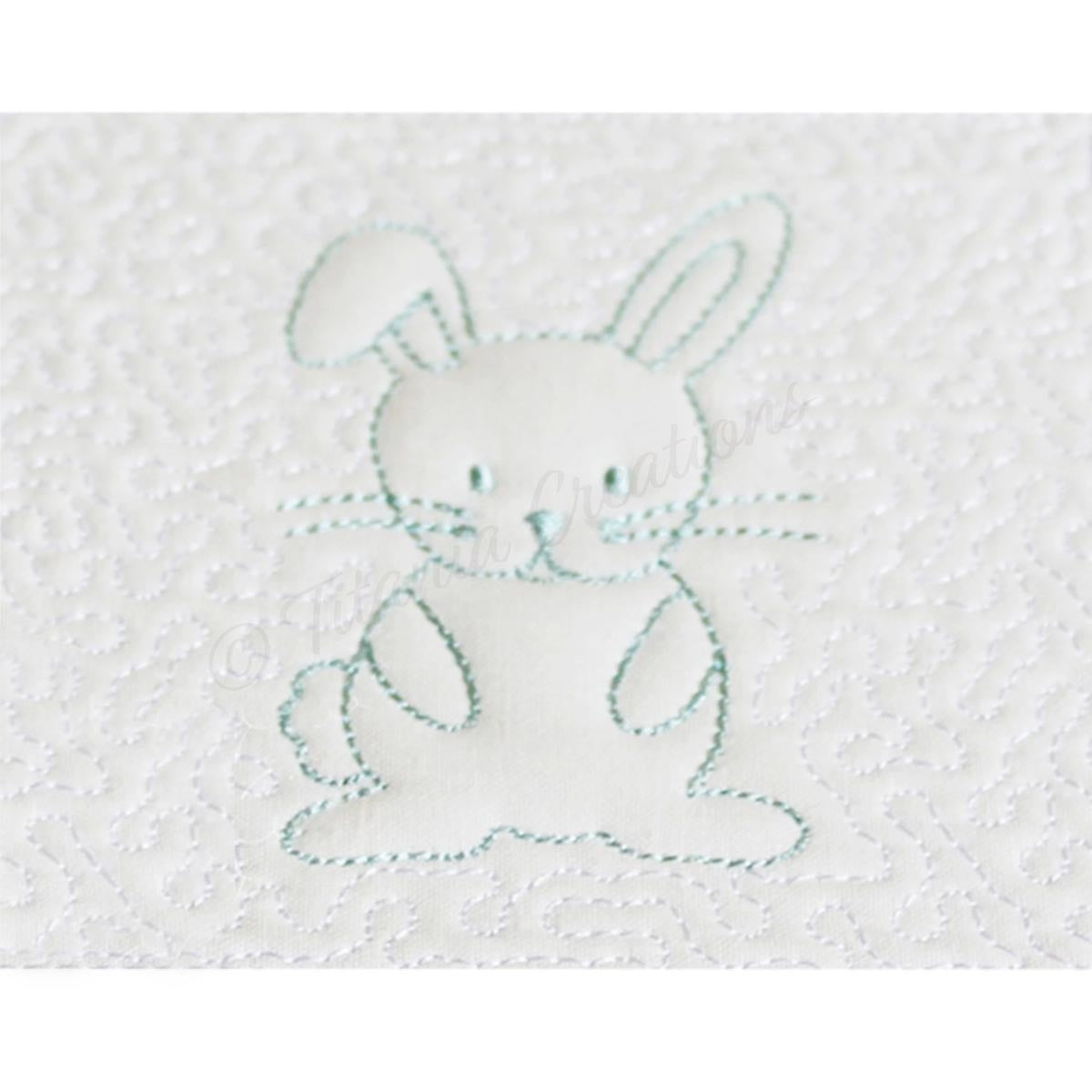 Trapunto Rabbit Quilt Block 6x6