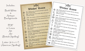 The Witches Runes Printable Pages