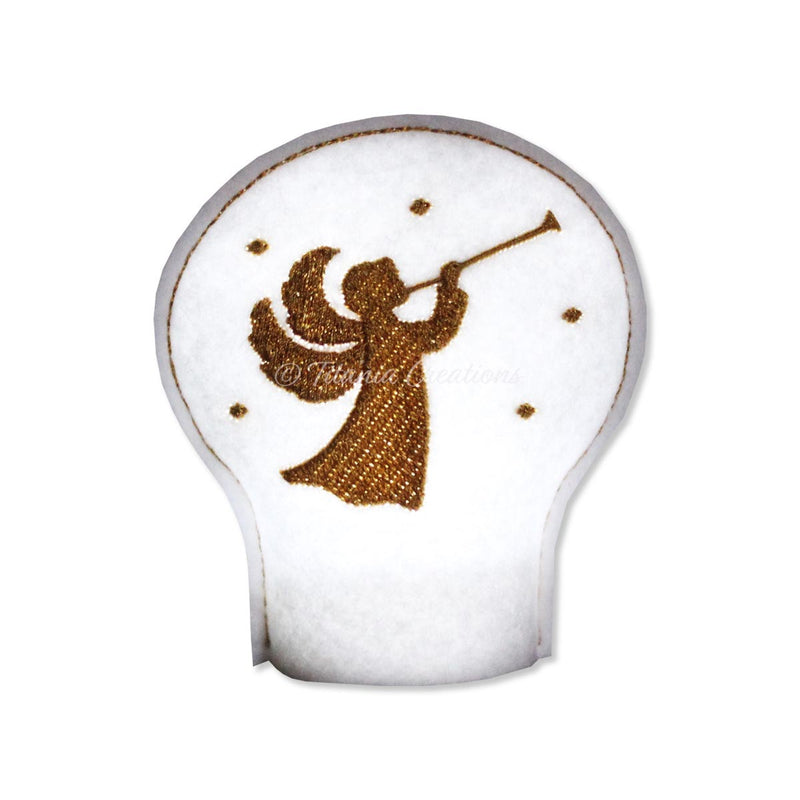 ITH Angel With Trumpet Tea Light Cover 4x4 Titania Creations