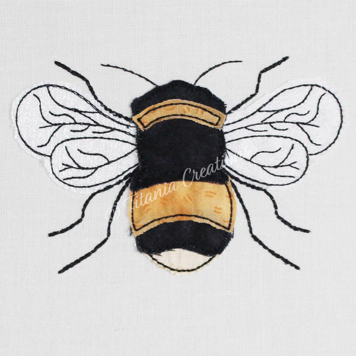 Raw Edge Applique Bumble Bee 4x4 5x7 6x10 7x11 8x12