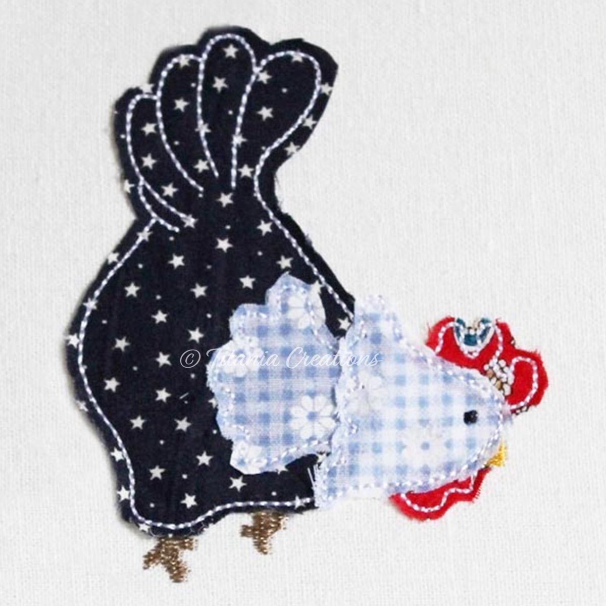 Raw Edge Appliqué Chook 2 4x4, 5x7, 6x10