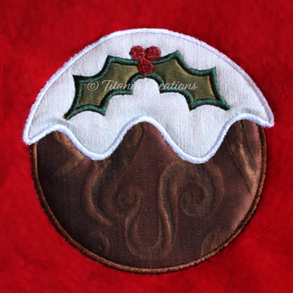 Applique Christmas Pudding 4x4 5x7 8x8
