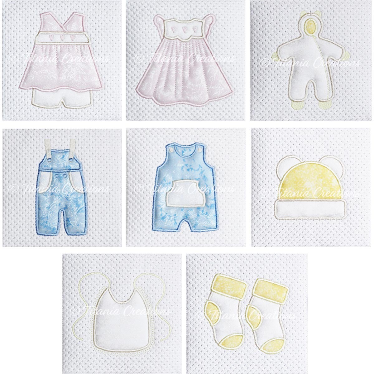 Baby Clothes Quilt Block Set 5x5 6x6 8x8