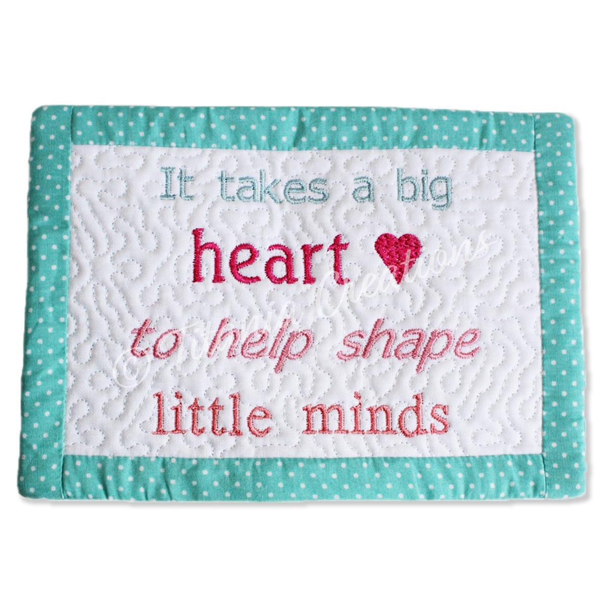 ITH Big Heart Little Minds Mug Rug 5x7
