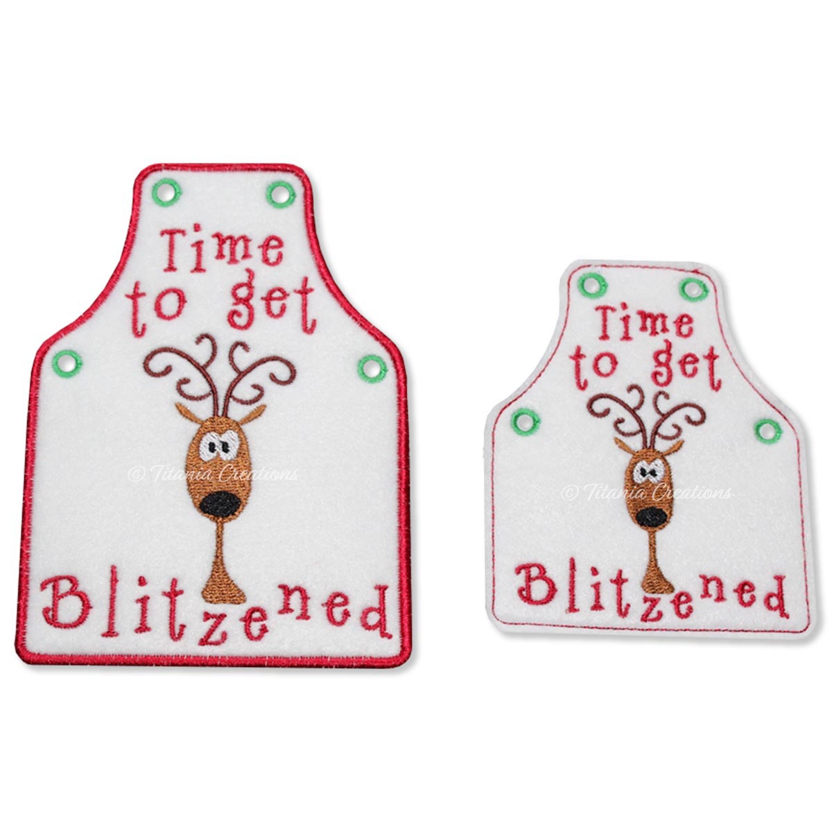 ITH Blitzened Bottle Apron 4x4 5x7
