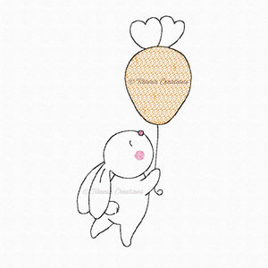 Bunny With Carrot Balloon 4x4 5x7