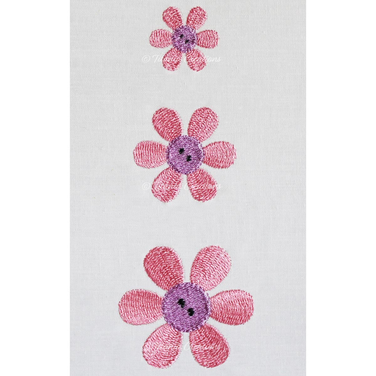 Miniature Button Flower Set of Three 4x4