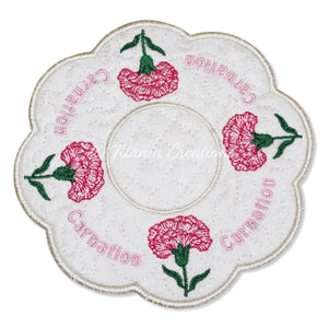 ITH Carnation January Flower Candle Mat 5x5 6x6 7x7 8x8