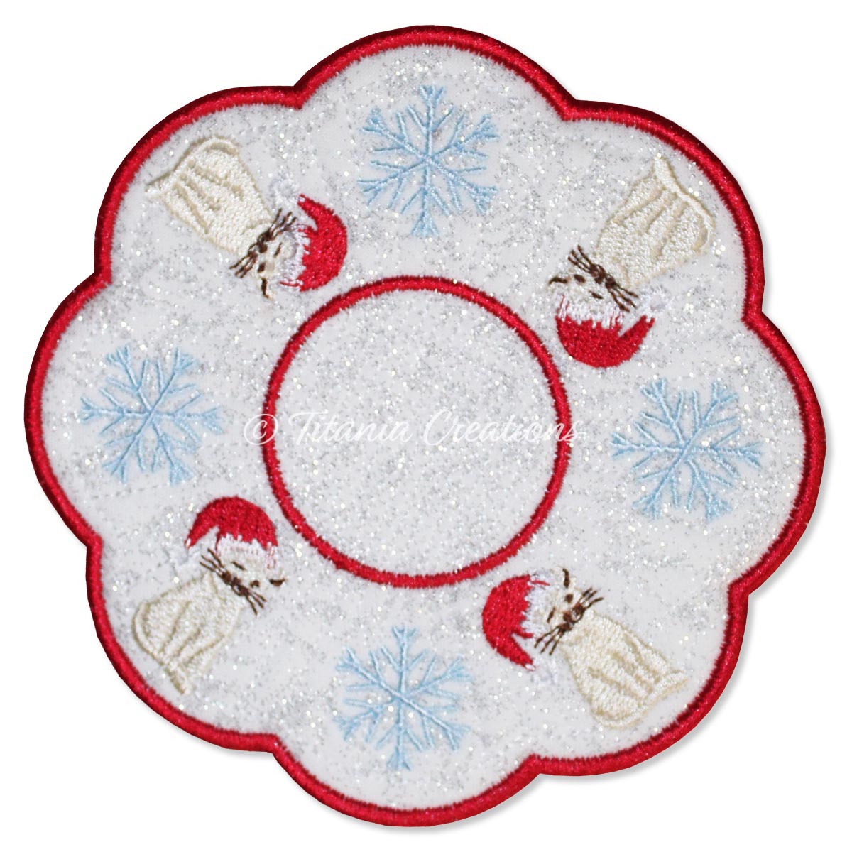 ITH Christmas Cat Candle Mat 5x5 6x6 7x7 8x8