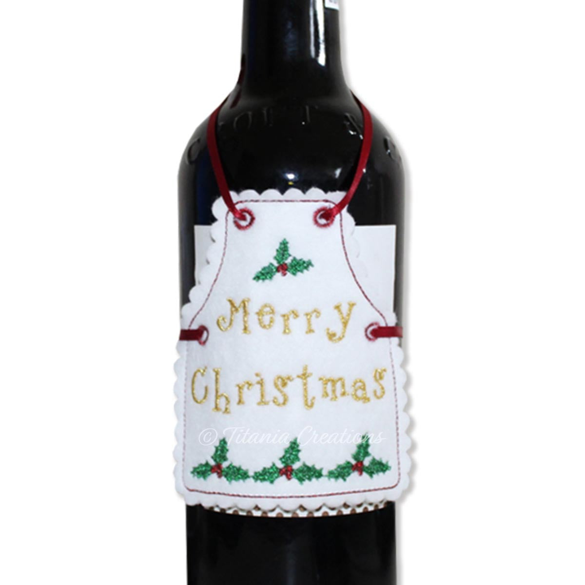 ITH Merry Christmas Bottle Apron 4x4