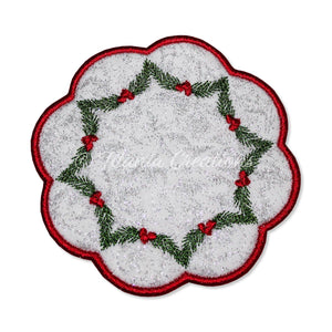 ITH Christmas Greenery Candle Mat 4x4