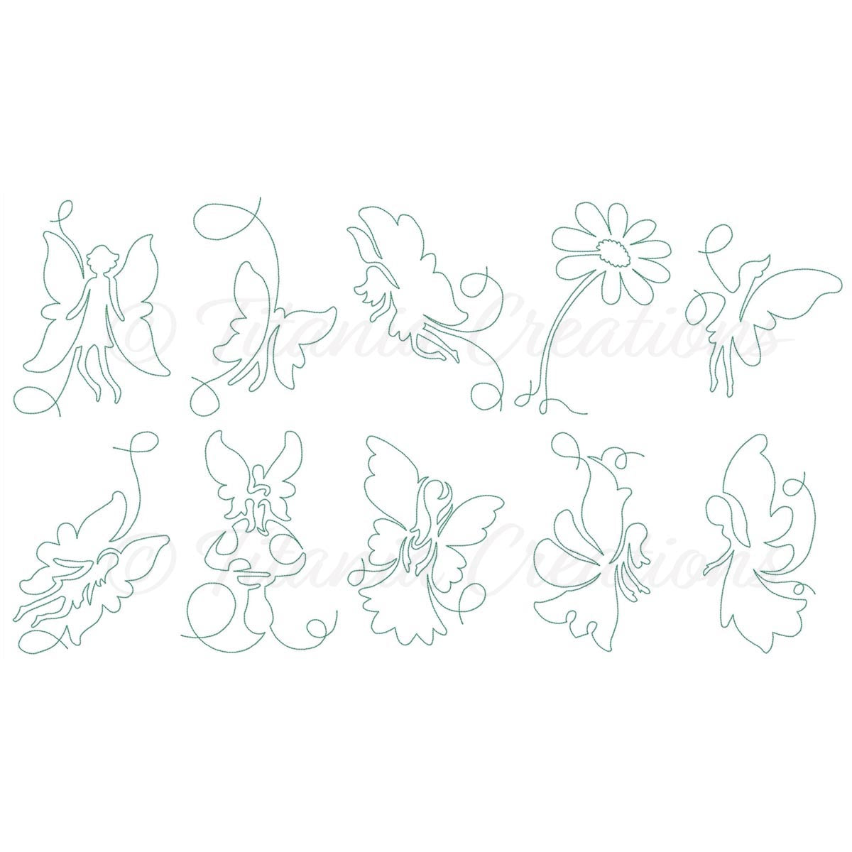 Continuous Line Fairies 4x4 5x7 6x10 8x12