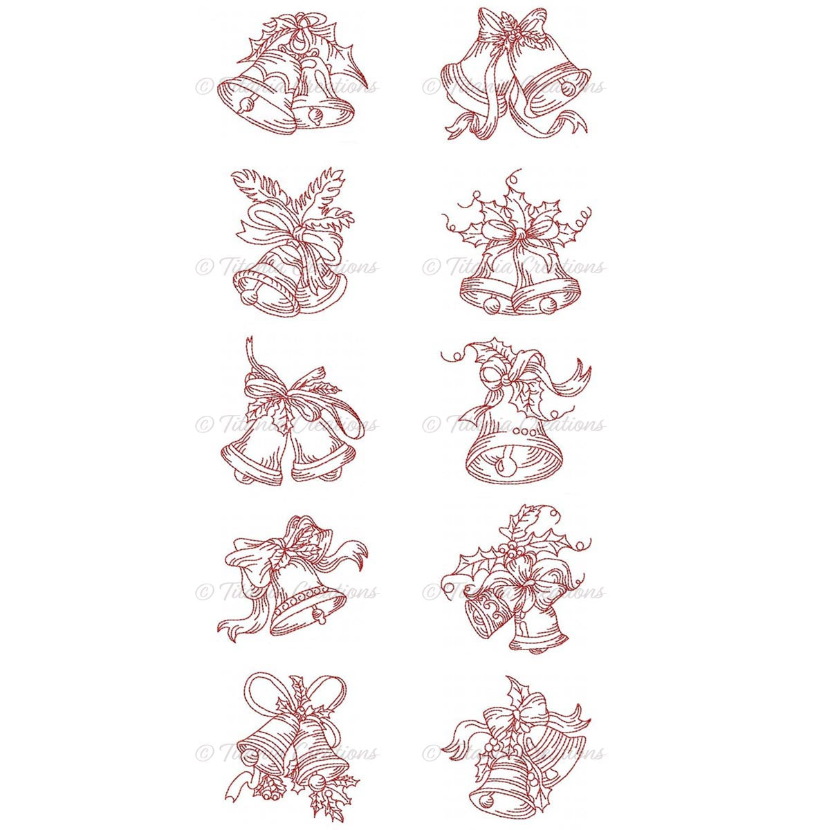 Elegant Christmas Bells 4x4 Set of 10