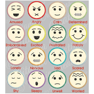 Applique Emotion Faces 4x4 Set of 16