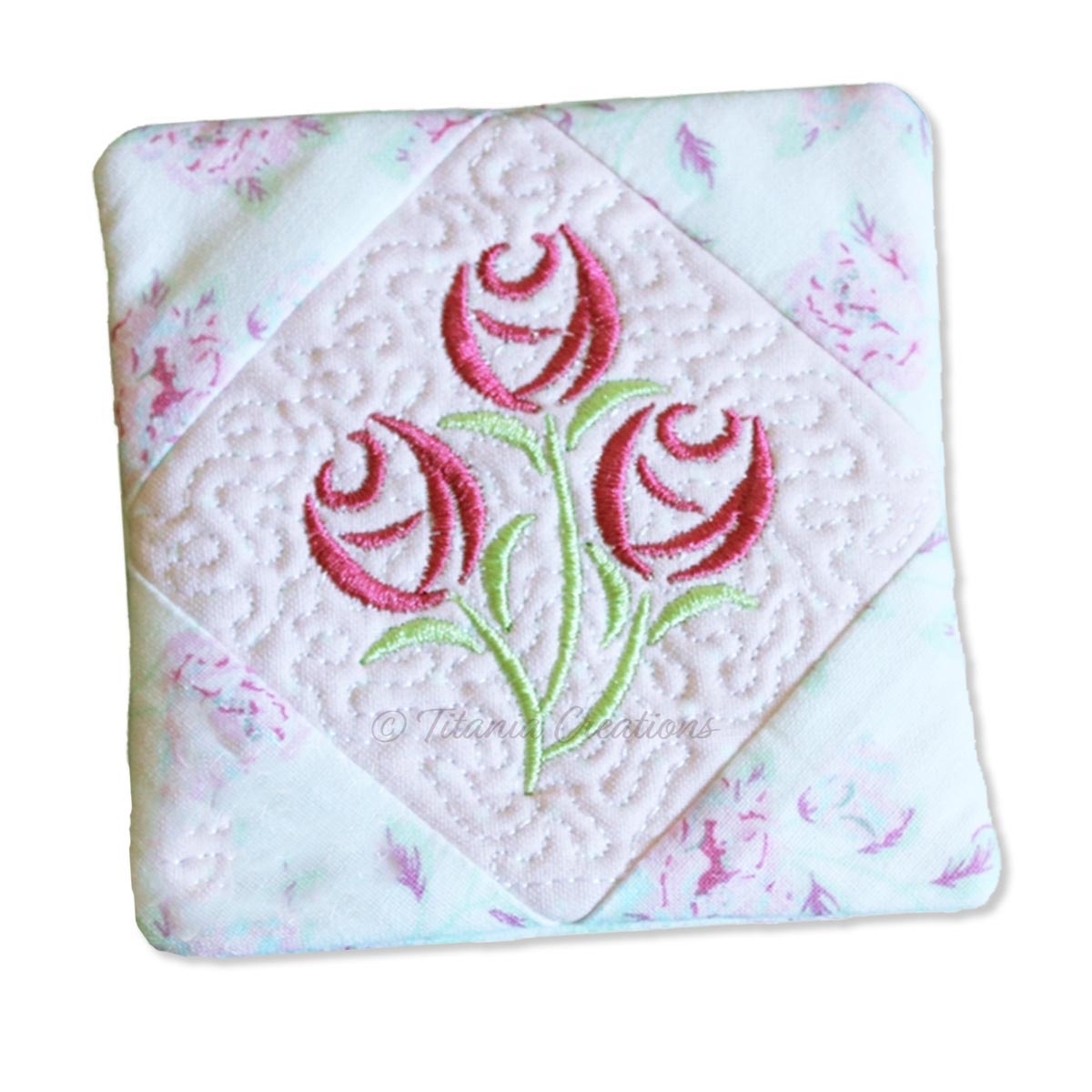 ITH Flower Mug Rug 4x4