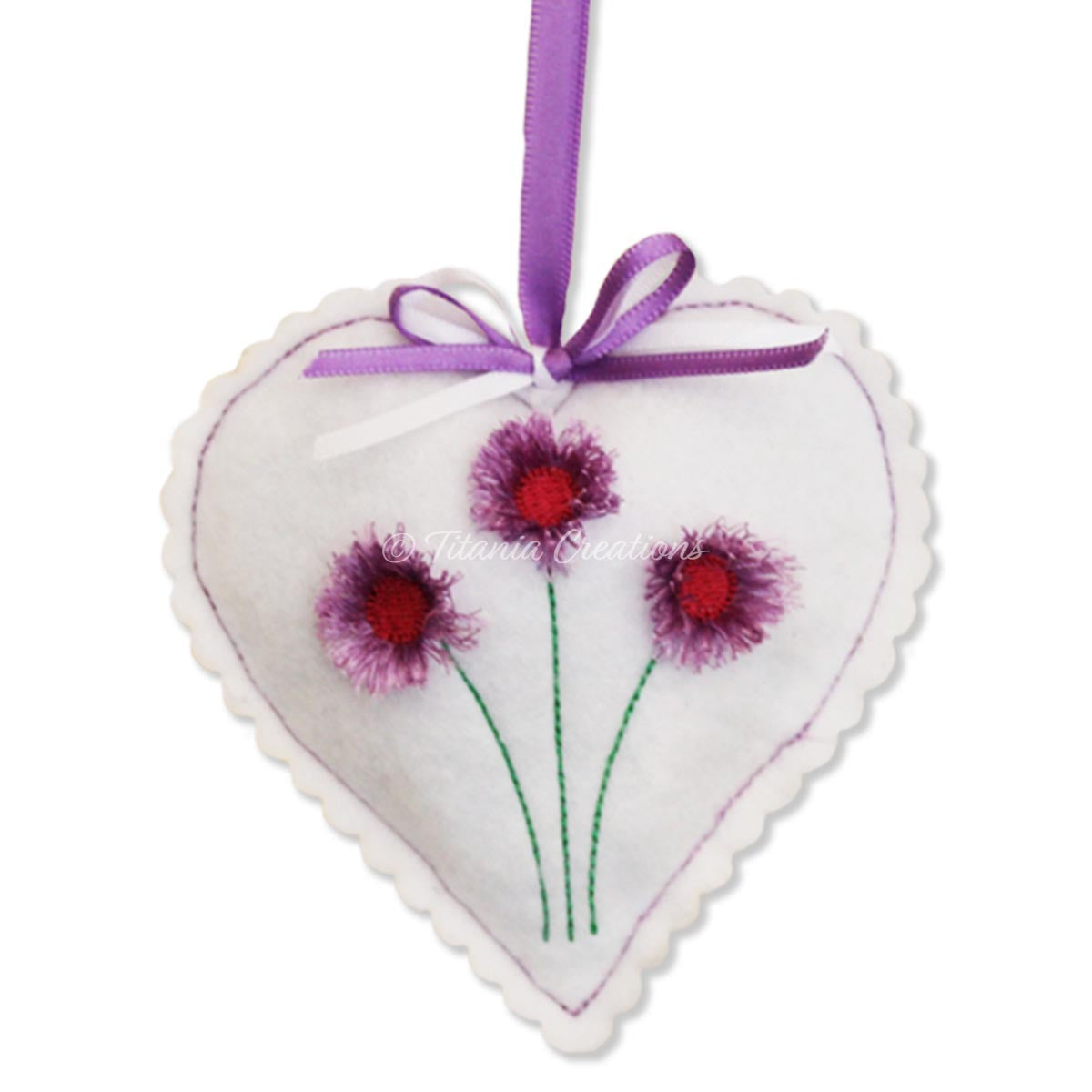 ITH Fringed Flowers Heart 4x4 Two Versions Included.