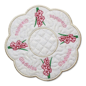 ITH Gladiolus Flower for August Candle Mat 5x5 6x6 7x7 8x8