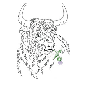 Highland Cattle with Thistle 5x7, 6x10, 8x12