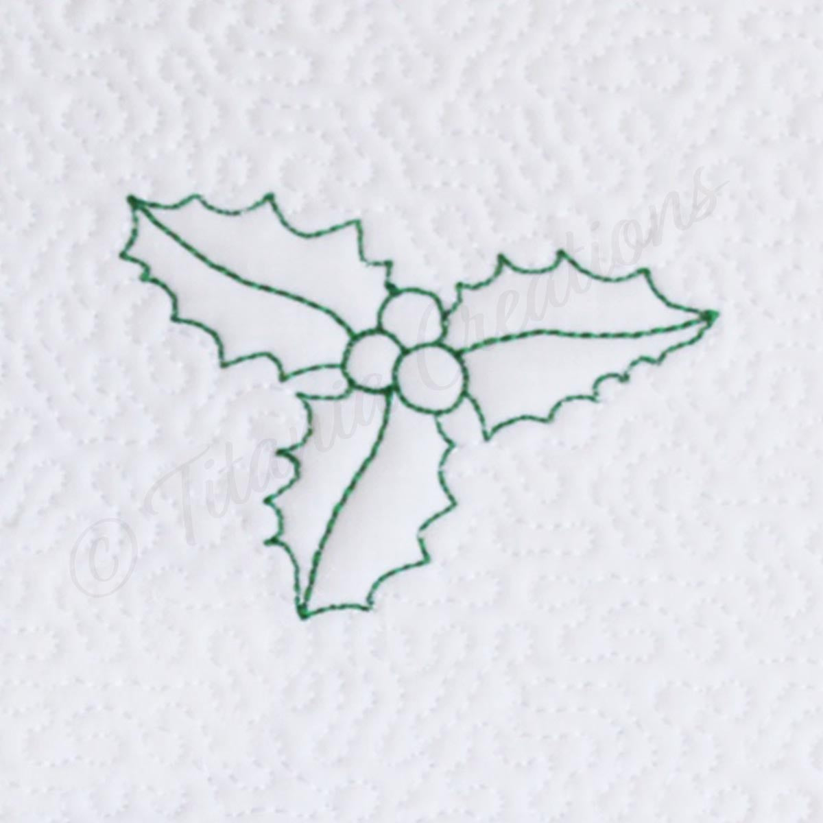 Trapunto Holly Quilt Block 6x6