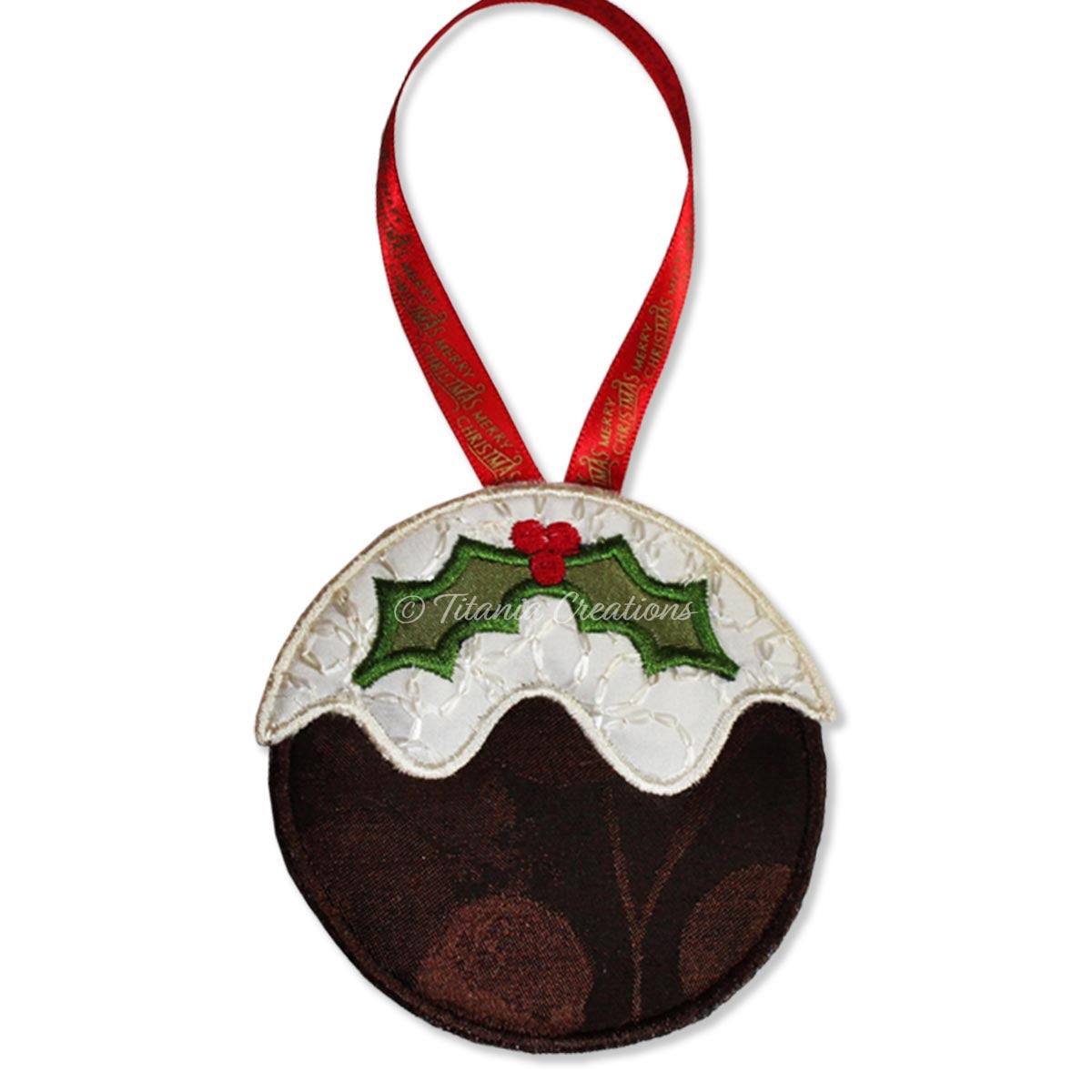 ITH Christmas Pudding Decoration with Satin Stitch Edge 4x4