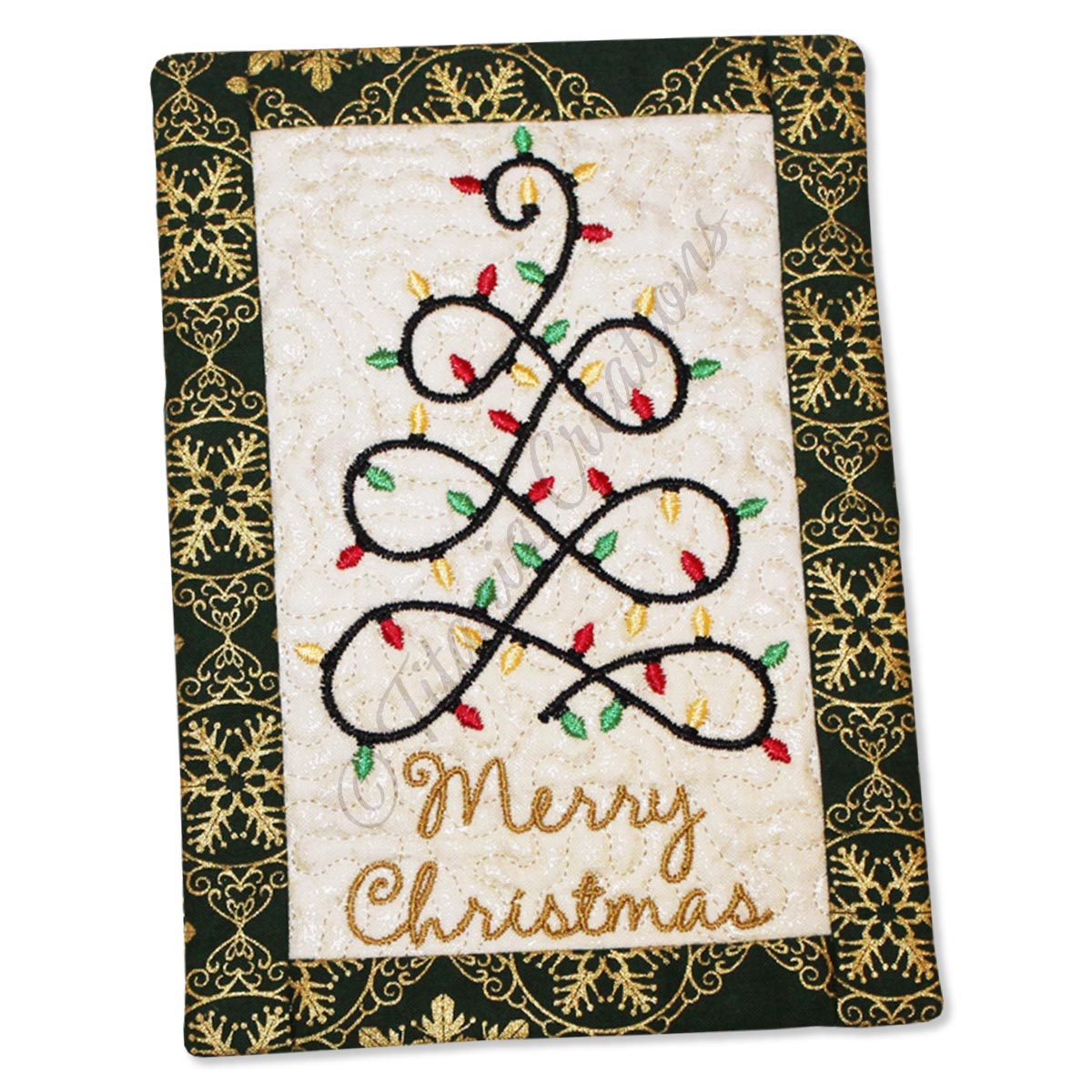 ITH Christmas Lights Mug Rug 5x7