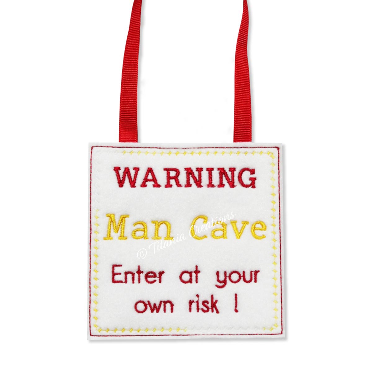 ITH Warning Man Cave Hanger 4x4