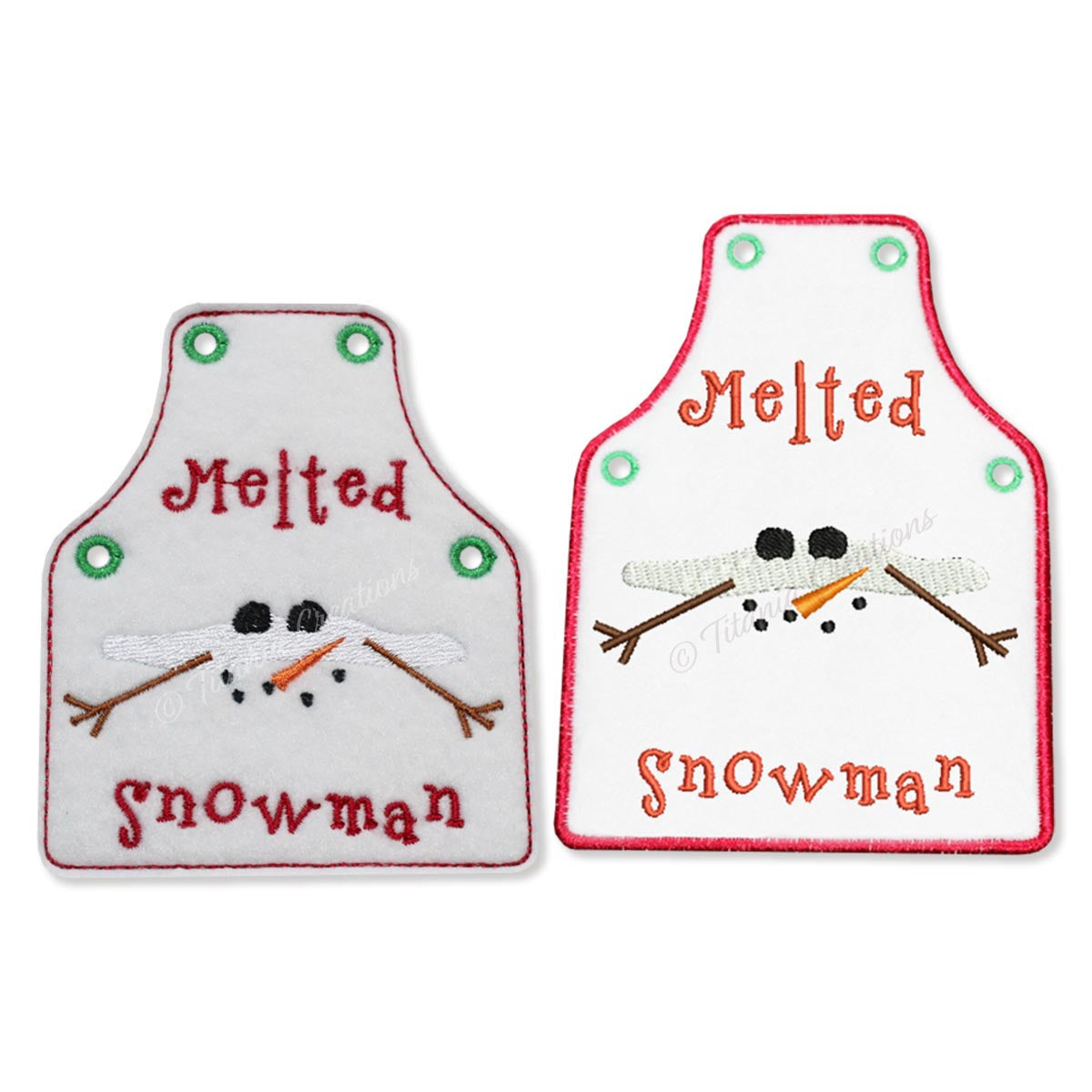 Melted Snowman Bottle Apron 4x4 5x7