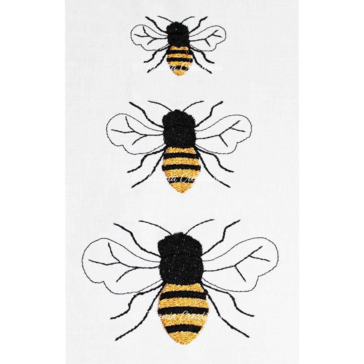 Miniature Bee Set of Three 4x4 - Titania Creations