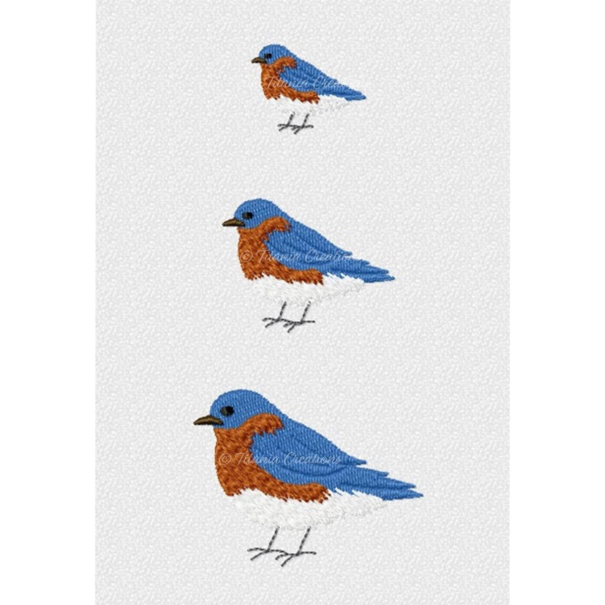Miniature Blue Bird Set of Three 4x4