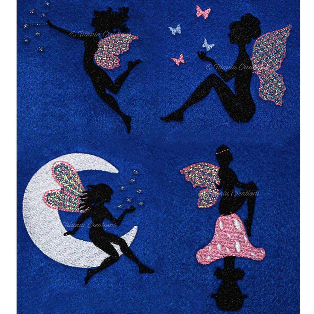 Mylar Silhouette Fairies Set of Four 4x4 5x7