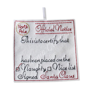 ITH Official Notice Scroll from Santa NAUGHTY List 4x4