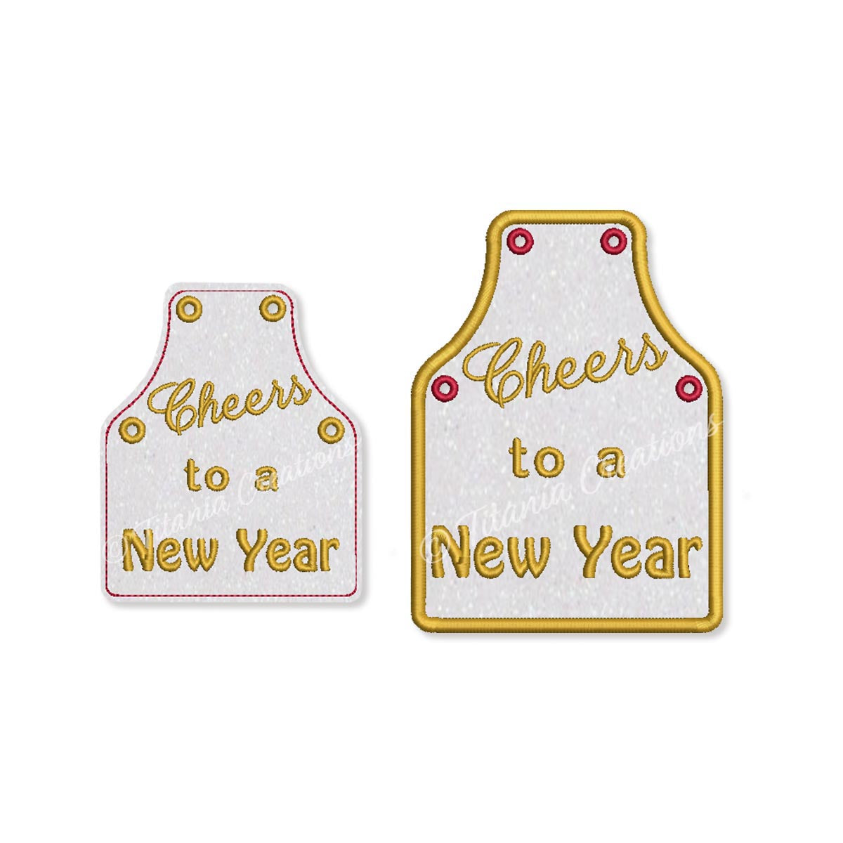 New Year Bottle Apron 4x4 5x7