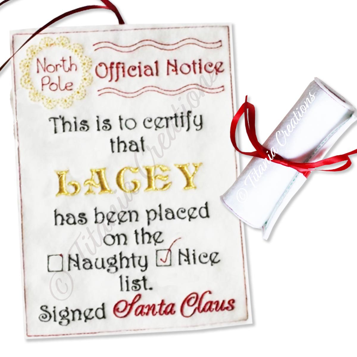 ITH Official Notice Scroll from Santa NICE List 5x7