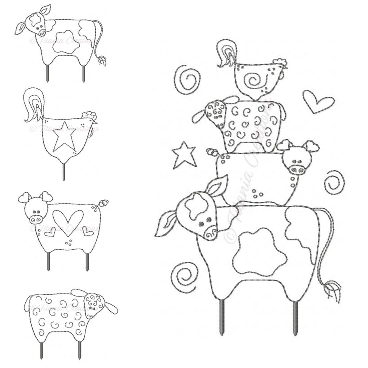 Prim Critters Set 4x4, 5x5, 5x7