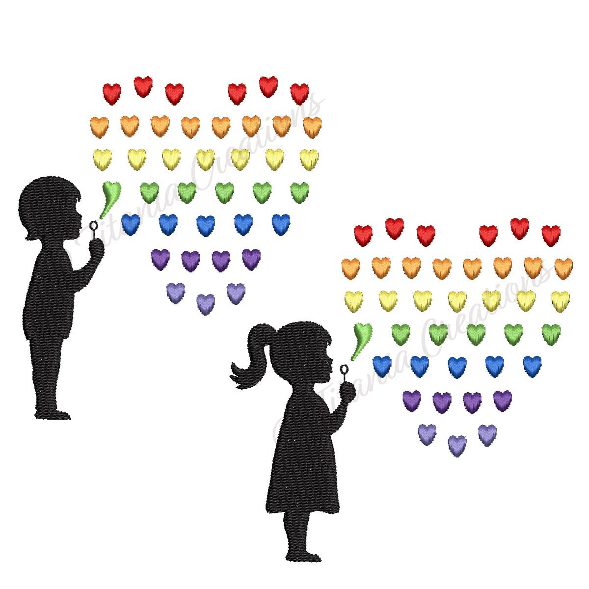 Rainbow Bubble Heart 4x4