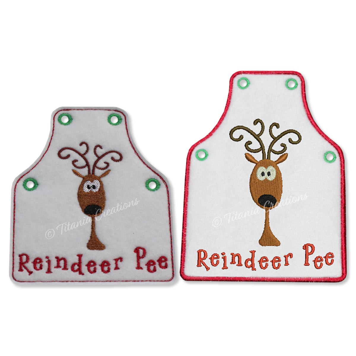 Reindeer Pee Bottle Apron 4x4 5x7