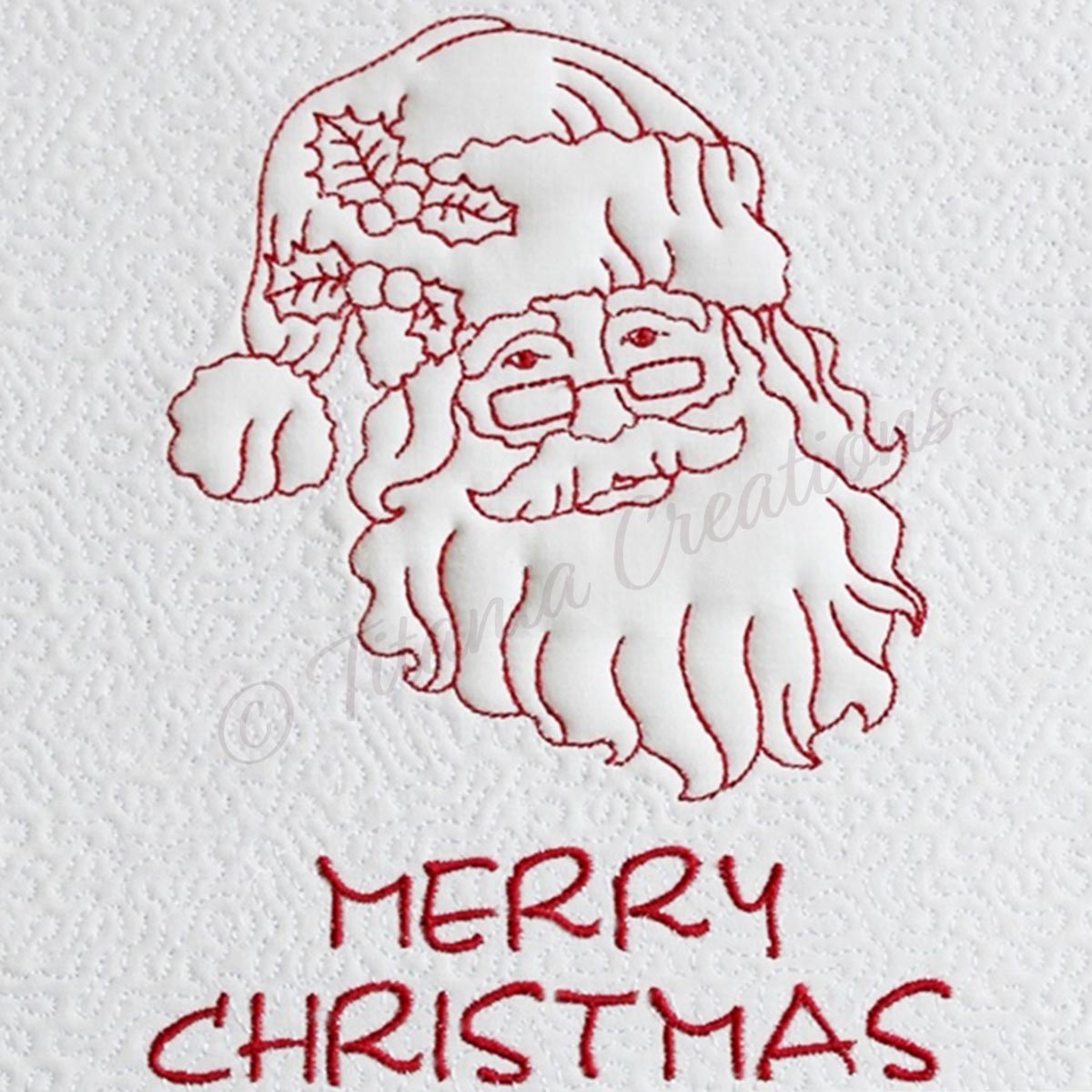 Trapunto Santa Quilt Block  8x8