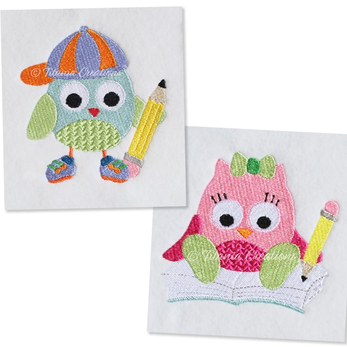 Back to School Boy Girl Owls 4x4