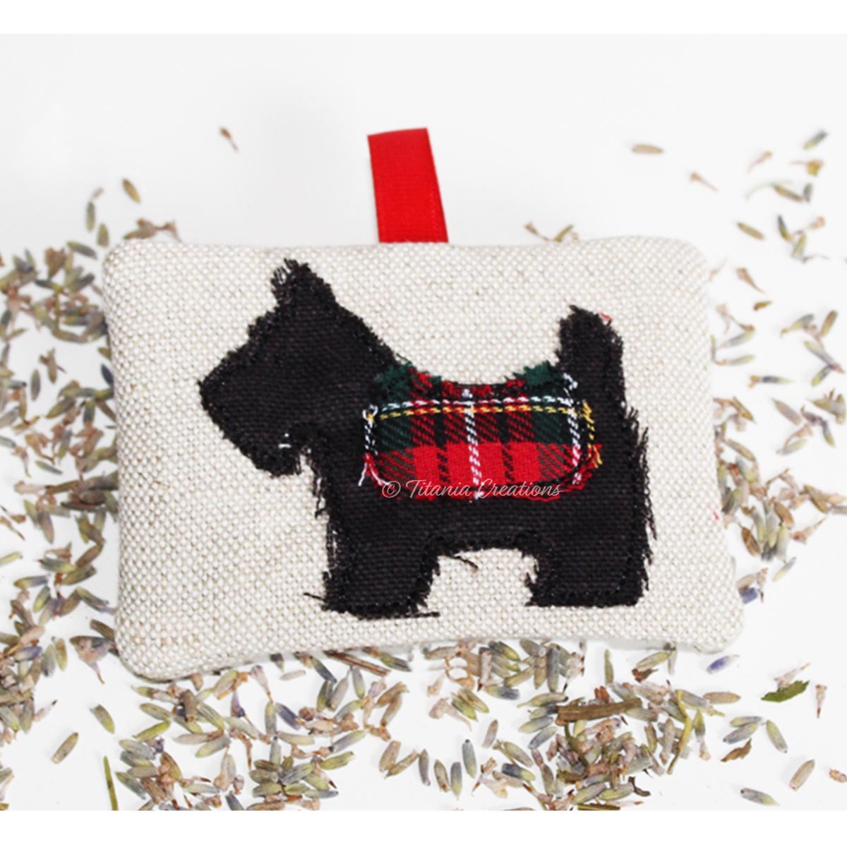 ITH Applique SCOTTIE DOG Lavender Sachet 4x4