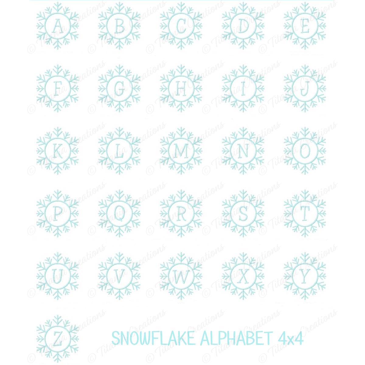 Snowflake Alphabet 4x4
