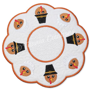 ITH Thanks Giving Turkey Candle Mat 5x5 6x6 7x7 8x8