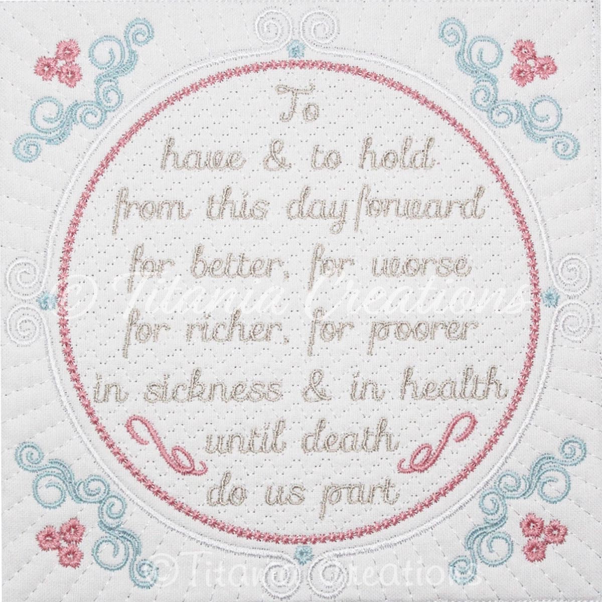 Wedding Vows Quilt Block 8x8