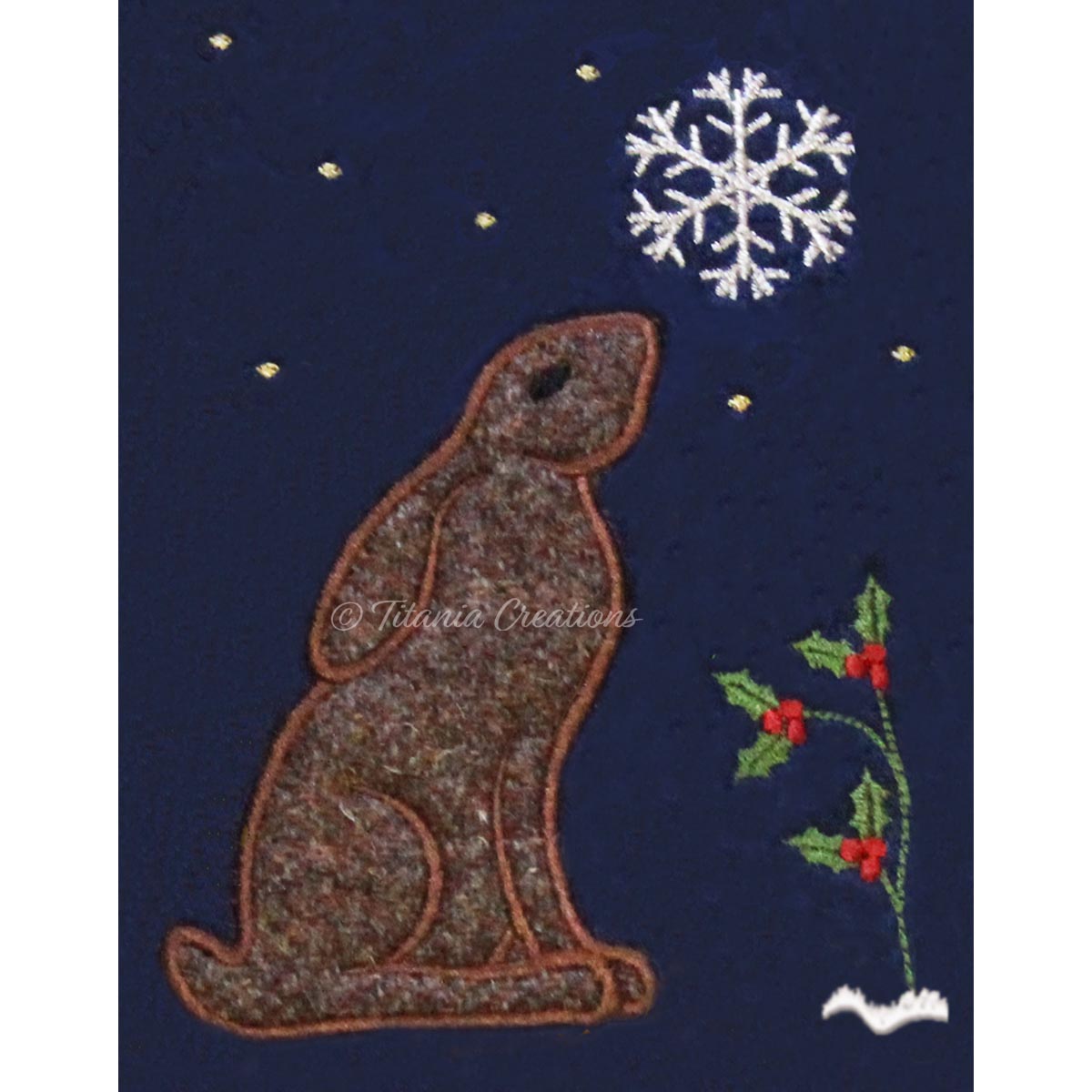 Winter Hare Applique 5x7 6x10 7x11 8x12